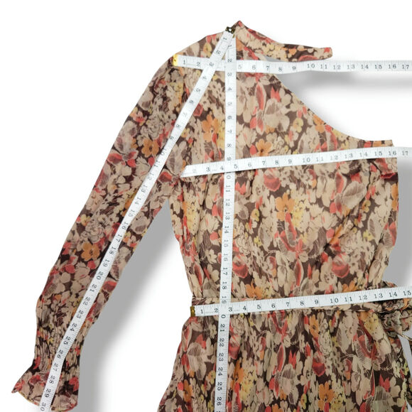 Polo Ralph Lauren One Shoulder Floral Maxi Dress Asymmetric Sleeve Viscose 12 - Picture 10 of 11